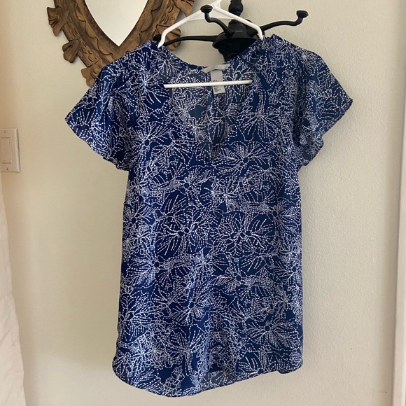 H&M Floral Constellation Galaxy Flutter Sleeve Blouse - Picture 4 of 5